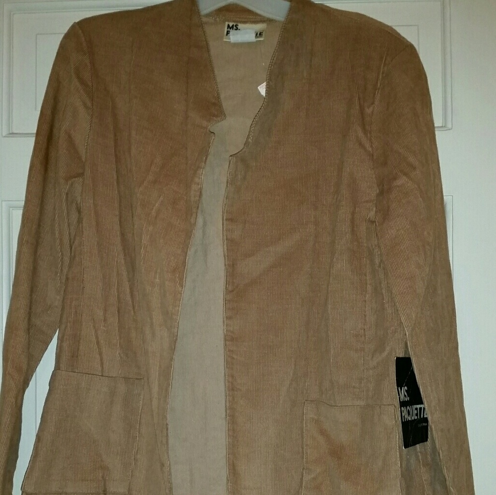Ms. Paquette Tan Corduroy Suit Jacket Sz Med